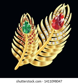 Vector clipart Gold Peacock Feather. A hand-drawn image for insertion into a document, a website, a presentation, for desktop and just for the soul.
