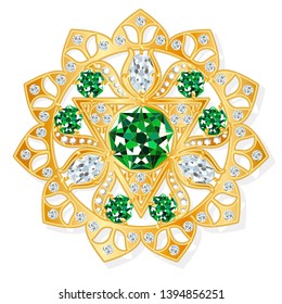 Vector clipart Golden Amulet with Precious Stones. A hand-drawn image for insertion into a document, a website, a presentation, for desktop and just for the soul.
