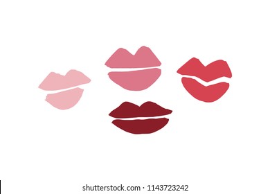 Vector, Clipart. Hand Drawn Lips Kiss Silhouette, Sketches, Symbols. Decor Elements Set For Your Design.