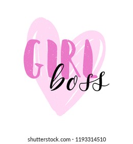 Vector, clipart. Handwritten style font, text pastel colors card, poster, t-shirt lettering print. Girl power theme