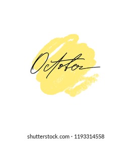 Vector, clipart. Handwritten style font, text pastel colors card, poster, t-shirt lettering print. Autumn season theme