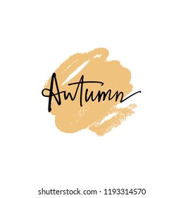 Vector, clipart. Handwritten style font, text pastel colors card, poster, t-shirt lettering print. Autumn season theme