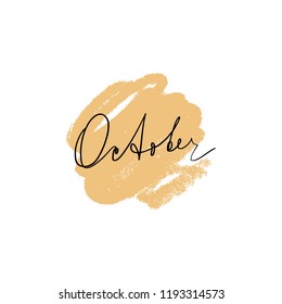 Vector, clipart. Handwritten style font, text pastel colors card, poster, t-shirt lettering print. Autumn season theme