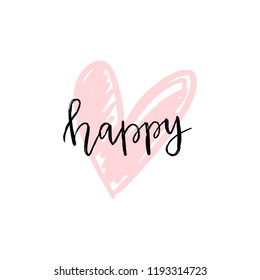 Vector, clipart. Handwritten style font, text pastel colors card, poster, t-shirt lettering print