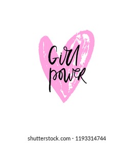 Vector, clipart. Handwritten style font, text pastel colors card, poster, t-shirt lettering print. Women power and girl boss theme