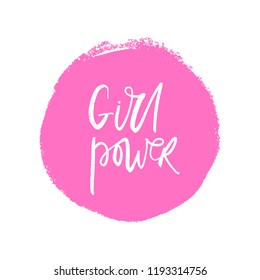 Vector, clipart. Handwritten style font, text pastel colors card, poster, t-shirt lettering print. Women power and girl boss theme