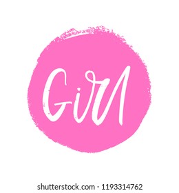 Vector, clipart. Handwritten style font, text pastel colors card, poster, t-shirt lettering print. Women power and girl boss theme