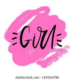 Vector, clipart. Handwritten style font, text pastel colors card, poster, t-shirt lettering print. Women power and girl boss theme