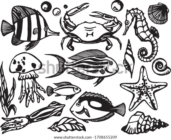 Vector Clipart Inhabitants Underwater World Crab Stock Vector (royalty 