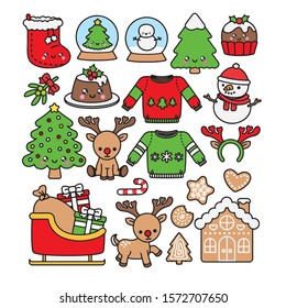 Vector Clipart - Kawaii Christmas - Another Cute Chrismas Clipart Set - High Quality Vectors