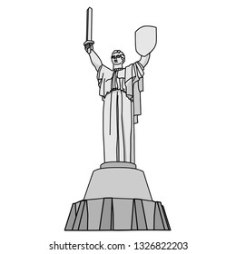 Vector clipart of  The Motherland Monument is a monumental statue in Kiev, the capital of Ukraine. This is one of the highest statues in the world, a famous Ukrainian landmark