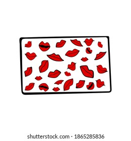 Vector clipart postcard to Valentine's day. Red lips. Funny, cute illustrations for seasonal design, textiles, scrap paper, poster Hand drawn prints and doodles.