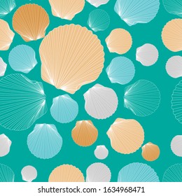 vector clipart sea theme. background with seashells and waves