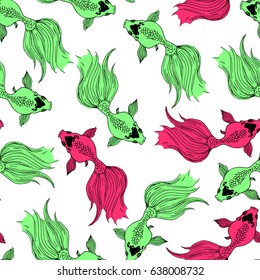 Vector clipart seamless wallpaper with fish