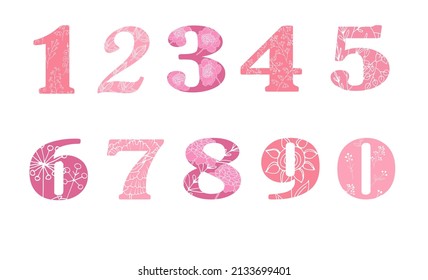 vector clipart a set of numbers in boho style