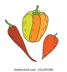 Vector clipart - set of peppers. Vector illustration