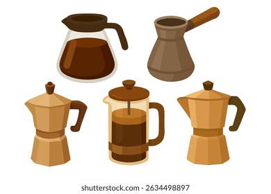 Vector clipart set with roasted coffee beans and branch, cozy flat style for cafe and food themes.