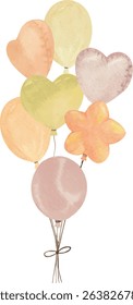 Vector clipart showing a bunch of star-shaped and oval balloons tied together. Bright and festive design in flat or cartoon style, perfect for children’s celebrations and party decorations.