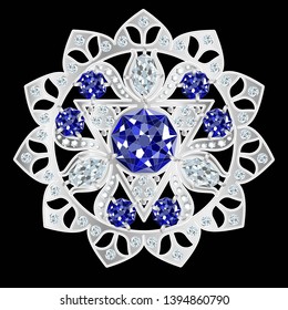 Vector clipart Silver Amulet with Precious Stones. A hand-drawn image for insertion into a document, a website, a presentation, for desktop and just for the soul.
