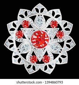 Vector clipart Silver Amulet with Precious Stones. A hand-drawn image for insertion into a document, a website, a presentation, for desktop and just for the soul.
