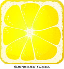 vector clipart single square lemon.  Clip art isolated on transparent background. Hand drown design element.