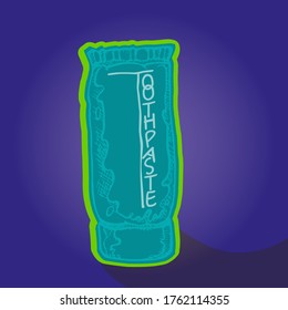 boceto vectorial de pasta dental en color con un contorno en un fondo de color para publicidad, diseño interior, objeto artístico