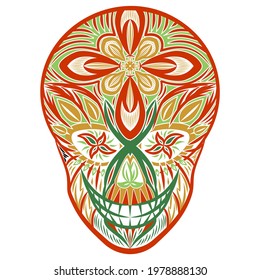 Vector clipart of skull with decorative foliage