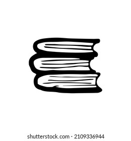 Vector clipart stack of books or magazines on a transparent background, hand drawn.
