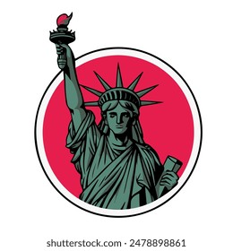 Vector Clipart of the Statue of Liberty Icon with Raised Torch