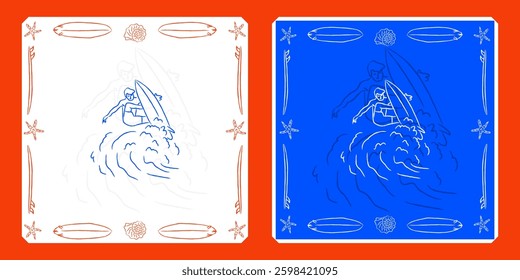 Vector clipart surfer surfing surf board wave