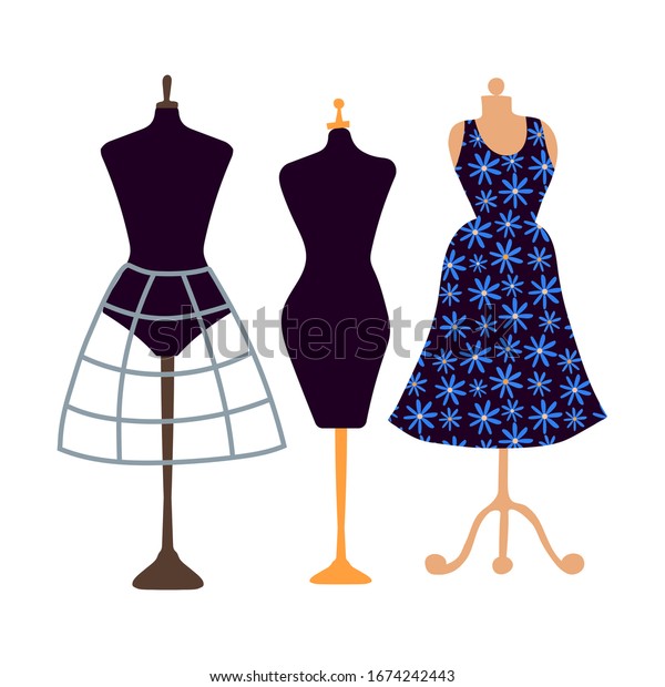 Vector Clipart Three Female Mannequins Black Stock Vector (Royalty Free ...