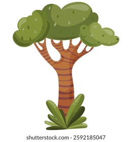 Vector clipart of tropical jungle tree. Summer sticker