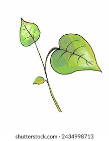 Vector clipart twig with leaves on a white background. A holiday card in green vintage colors.
