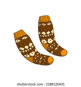 Vector Clipart With Warm Socks. Cozy Socks Illustration.