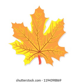 Vector clipart Yellow Maple Leaf. A hand-drawn image for insertion into a document, a website, a presentation, for desktop and just for the soul.
