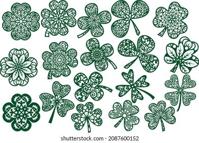 Vector clipart of zentangle mandala shamrock and four leaf clover for St. Patrick's day for cutting, printing and sublimation