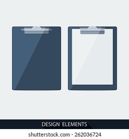 Vector clipboard with blank paper in flat style