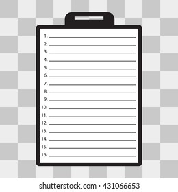 Vector Clipboard with check list on transparent background 
