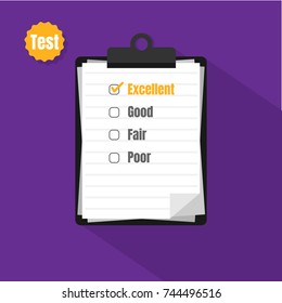Vector clipboard with  check marks . Flat design 