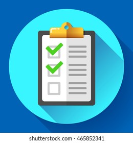 vector clipboard with green checklist icon flat.