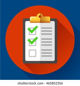 vector clipboard with green checklist icon flat.