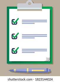 vector clipboard illustration with pen, web, button