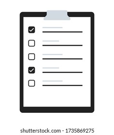 Vector clipboard isolated concept illustration in flat style. Checklist board icon.