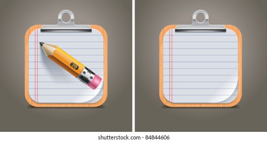 Vector clipboard with notepad page and pencil square icon