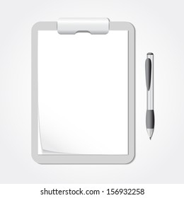 Vector clipboard with paper and pen