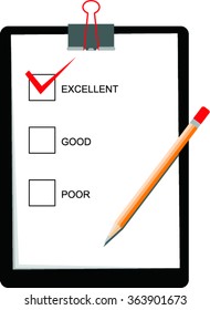 Vector clipboard  sheet of paper pen and pencil vector illustration isolated on white background