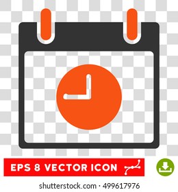 Vector Clock Calendar Day EPS vector icon. Illustration style is flat iconic bicolor orange and gray symbol on a transparent background.