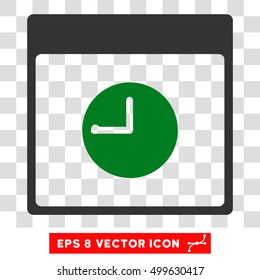 Vector Clock Calendar Page EPS vector icon. Illustration style is flat iconic bicolor green and gray symbol on a transparent background.