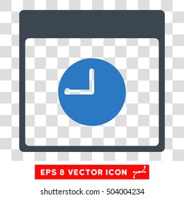 Vector Clock Calendar Page EPS vector icon. Illustration style is flat iconic bicolor smooth blue symbol on a transparent background.