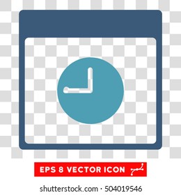 Vector Clock Calendar Page EPS vector pictogram. Illustration style is flat iconic bicolor cyan and blue symbol on a transparent background.